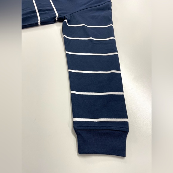 NWT Men’s Brooks Brothers Navy & White Stripe Quarter Zip Pullover Sweater SMALL - Picture 5 of 5